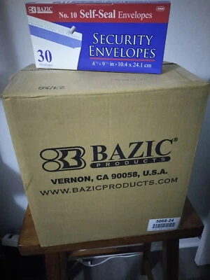 BAZIC #10 3/4 Self-Seal Envelope 24 sets of 30 envelopes each   #5068 - Image 1 of 3