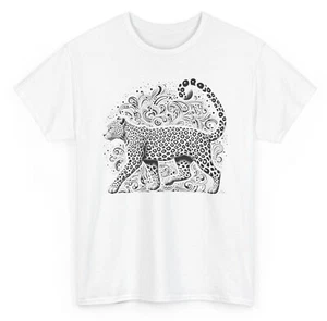 Artistic Leopard T-shirt - Novelty Leopard Animals Lovers Graphic Tee - Picture 1 of 23