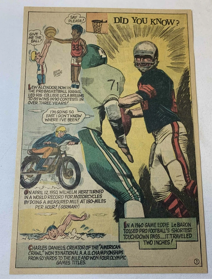 Página de dibujos animados 1971 ~ Eddie LaBARON Dallas Cowboys, LEW ALCINDOR Kareem Abdul-Jabbar Foto 1 de 1