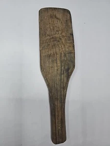 Antico cucchiaio primitivo rustico in legno paletta pasta burro 9" - Foto 1 di 6