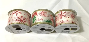3 ROLLS CHRISTMAS DECORATIVE RIBBON / 2" X 9' EACH / NEW - Picture 1 of 5