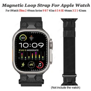44/45/49mm Metal Mecha Band For Apple Watch Ultra 9 8 7 Magnetic Mesh Loop Strap - Picture 1 of 25