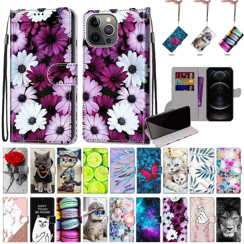 Marble Cat Flower Wallet Phone Case For OPPO A1 A58 A57 A77 A54 A53 A93 A55 A17 - Image 1 of 4