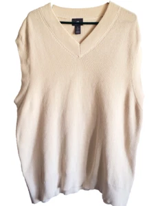 H & M Preppy knit Sweater Cream Vest Mens Large - Picture 1 of 5