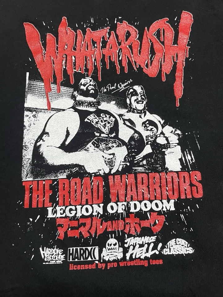 The Road Warriors T 恤 XL 鹰动物硬核巧克力 HCC NWA WCW WWF — 第 1/4 张图片