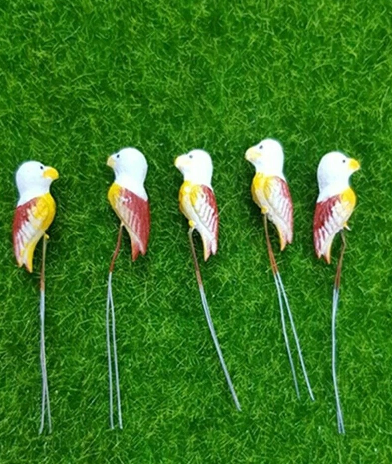 5 Tiny Eagle Birds Miniature Dollhouse Fairy Garden Decor Terrarium Accessories - Image 1 of 2