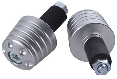 Set Contrappesi Stabilizzatori Ø22 Terminali Manubrio da Moto Foro Ø12 Argento - Immagine 1 di 4