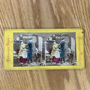 Antique Stereoview Card Stereoscope Master's Expulsion Funny Man Servant 1895 - Picture 1 of 12