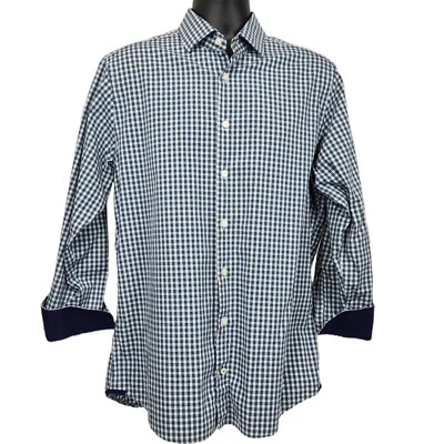 Charles Tyrwhitt Jermyn Street London Men's 16/33 Slim Fit Blue Green Plaid - Image 1 of 4