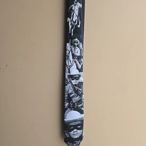 Vintage Ralph Marlin Mens Neck Tie The Lone Ranger Black White 56x3.75” - Picture 1 of 4