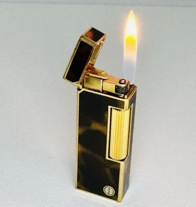 Dunhill D Logo Tortoiseshell Lacquer Gold Full overhaul product gas lighter - Picture 1 of 24