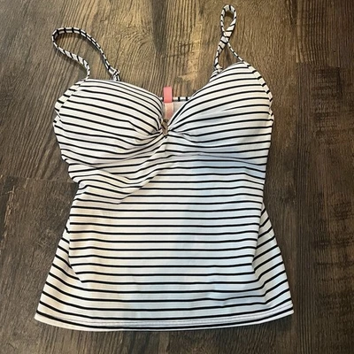 Sujetador náutico vintage Victoria Secret Swim Top Tankini 34 azul y blanco a rayas Foto 1 de 4