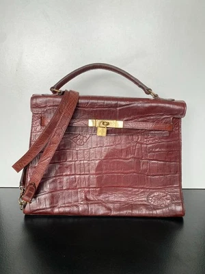 Sac Mulberry Kelly vintage années 90 – véritable cuir de crocodile - Photo 1/4