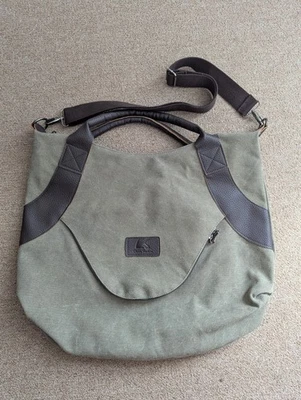 NWOT K2 Classic Fashion The Genova Hobo Tote Bag Green Canvas & Leather 18”x16” - Image 1 of 4