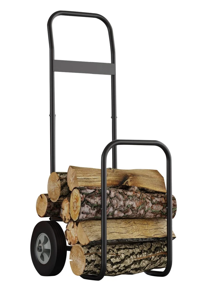 Firewood Log Cart Carrier Outdoor and Indoor Wood Rack Storage Mover Rolling