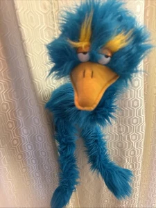 Vintage Doozy Bird Marionette Walking String Puppet Teal Blue Fuzzy Plush - Picture 1 of 10