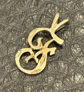 Vintage 14K massiv Gelbgold Anfangsbuchstabe F Schrift Charm Anhänger 0,53g signiert - Bild 1 von 6