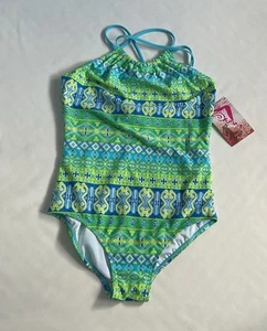 Kanu Surf Girls Jasmine Halter one Piece Swimsuit Mahina Green Size 14 - Picture 1 of 5