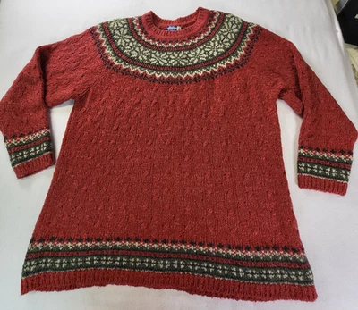 Винтажный Venezia джинсы VJ шерсти смесь красный вязаный свитер женщин 18/20 кабины Fair Isle - Изображение 1 из 4