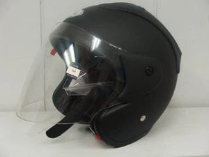 THH T-371 FLAT BLACK STREET OPEN FACE W/SHIELD HELMET (SMALL) DOT APPROVED - Picture 1 of 2