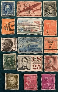 USA Stamp Selection x 15 Airmail Washington Lincoln Franklin Presidents Used - Picture 1 of 5