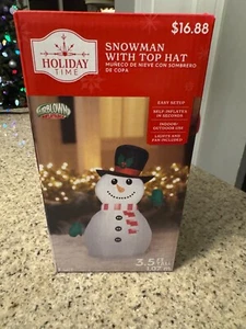 Holiday Time Snowman with Top Hat Airblown Inflatable 3.5 Ft NEW - Picture 1 of 1