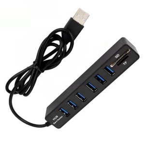 Lecteur de carte USB 2.0 à 6 ports, adaptateur séparateur de mémoire TF pour ord - Photo 1/6