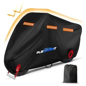 Motorcycle Cover, 600D Heavy Duty Waterproof Motorbike 116" x 41" x 50" Black - Picture 1 of 7