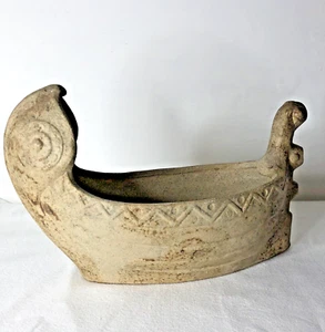 Vintage Ceramic Viking Boat Vase Ornament 19cm High - Picture 1 of 10