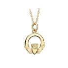 Gold Claddagh Necklace Made in Ireland Traditional Small 10K Yellow Gold Crafted