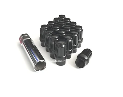 24x 1/2 SPLINE ET (ROSCA EXTENDIDA) TUERCAS AFINADORAS 1/2-20 NEGRO DODGE FORD CHEVY Foto 1 de 3