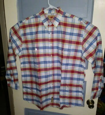 Camisa Larry Maham Western Colección XL Abotonada LS Cuadros Rojo Blanco O14 Foto 1 de 4