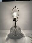 Vintage Egg Shaped Cut Lead Crystal Boudoir Lamp Clear 4 Footed Type 18”