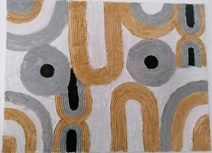 Original Leinwand mit Strukturpaste 80x60cm Acryl Gold, Schwarz, Silber, Weiss - Bild 1 von 2