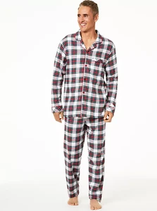 FAMILY PAJAMAS Men's Stewart Plaid Flannel Pajama Set sz S Small Red White PJs - Picture 1 of 4