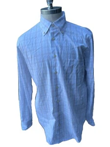 Camisa de vestir Hagen Carmel CA blanca tostada a cuadros con botones oficina Akt grande para hombre - Imagen 1 de 7