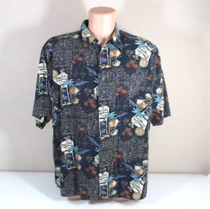 PRESWICK & MOORE Mens XL Hawaiian Camp Shirt Button-up Martini Time Pattern