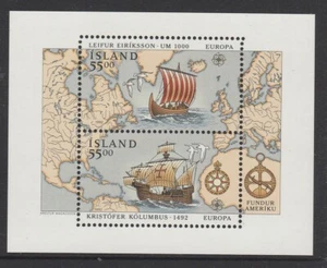 ICELAND 1992 EUROPA Miniatura Hoja/Bloque Estampillada sin montar o nunca montada - Colón Descubrimiento de América - Imagen 1 de 1