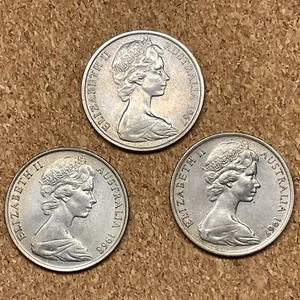 Australia Coins Queen Elizabeth II 1967, 1968 - 10 Cent Coin Set / Lot (3 Coins) - Picture 1 of 5