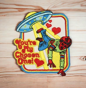 You're My Chosen One Alien Abduction Heart Valentine Cartoon Iron On Patch Decal - Picture 1 of 2