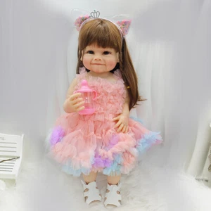 22in Reborn Smiling Lovely Girl Doll Princess Toddler Realistic Full Body Vinyl  - Picture 1 of 8
