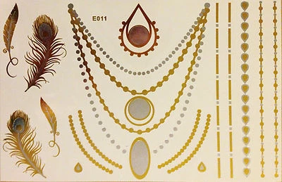 Flash una Volta Temporaneo Colla Tatuaggio Oro 18teile Corpo Bracciale E11 Wow - Immagine 1 di 4