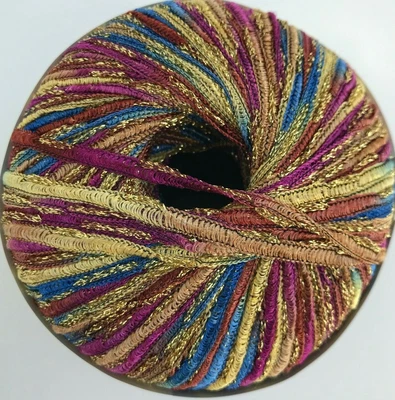 Hilos Euro GLAMOUR #10 Azul Púrpura Óxido Dorado Cinta Metálica Hilo Madeja DK Foto 1 de 3