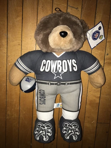 Vintage 2000 Good Stuff NFL Dallas Cowboys 12" Plush Bear Holding A Football Cover