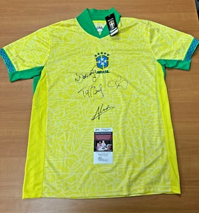Dorival, Juan, Taffarel, Alisson Becker Signed Autographed Jersey Brazil JSA COA - Picture 1 of 4