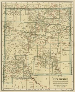 NEW MEXICO TERRITORY Genuine 1907 dated County Town Rails Topography Reservation - Picture 1 of 2