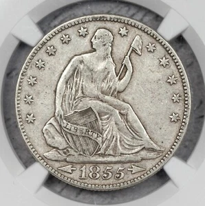 1855/54 Seated Liberty Half Dollar NGC VF35! #1CUY - Picture 1 of 4