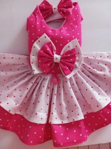 DOG HARNESS DRESS  DOT PINK       NEW HANDMADE  FREE SHIPPING - Picture 1 of 3