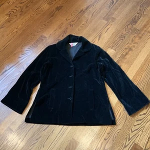 Koret of California L Velour Blazer Jacket Black Pockets Whimsigoth Witchy Goth - Picture 1 of 12