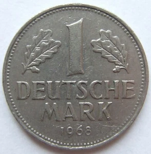 Coin Federal Republic of Germany 1 German Mark 1968 J in Very fine - Picture 1 of 2